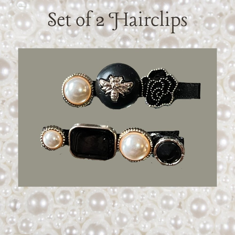 4/$20 Hair Faux Pearl Barrettes